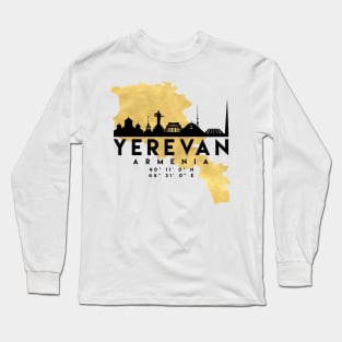 Yerevan Armenia Skyline Map Art Long Sleeve T-Shirt